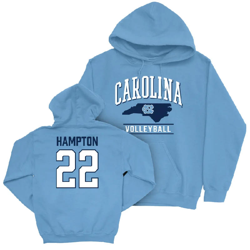 UNC Women's Volleyball Carolina Blue Arch Hoodie   - Safi Hampton Hoodie with Zipper Versatile Modern