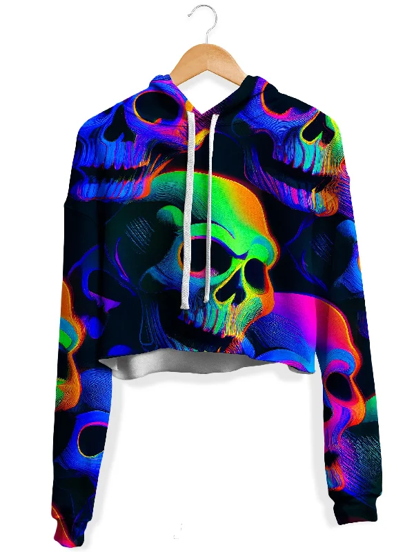 Psychedelic Nightmare Fleece Crop Hoodie Hoodie with Half-Zip Sporty Casual