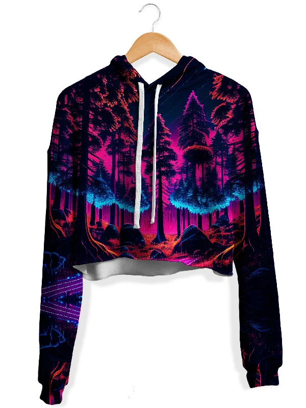 Neon Forest Fleece Crop Hoodie Oversized Hoodie Comfort Casual