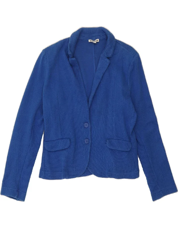 WHISTLES Womens 2 Button Knit Blazer Jacket UK 14 Large Blue Cotton Satin Jacket Silk Jacket Chiffon Jacket