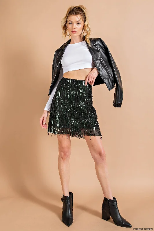 Festive Fringe Skirt velvet skirt luxury