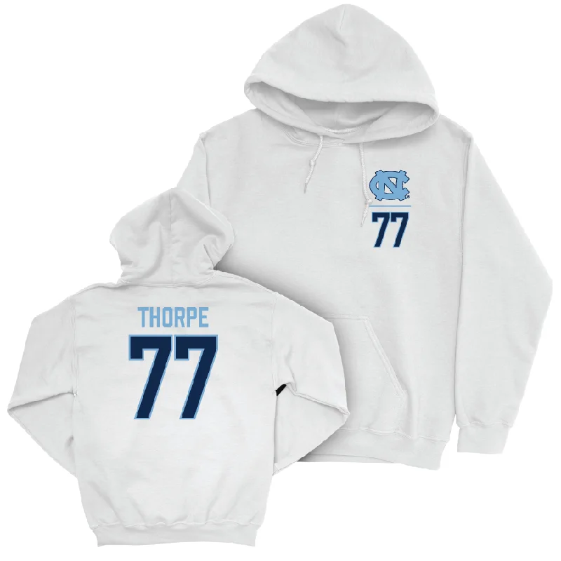 UNC Women's Volleyball White Logo Hoodie   - Chelsea Thorpe Hoodie with Color Block Contrast Stylish