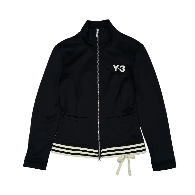 Y3 YOHJI YAMAMOTO 2006 EMBROIDERED LOGO TRACK JACKET - BLACK Zippered Front Buttoned Front Snap Front