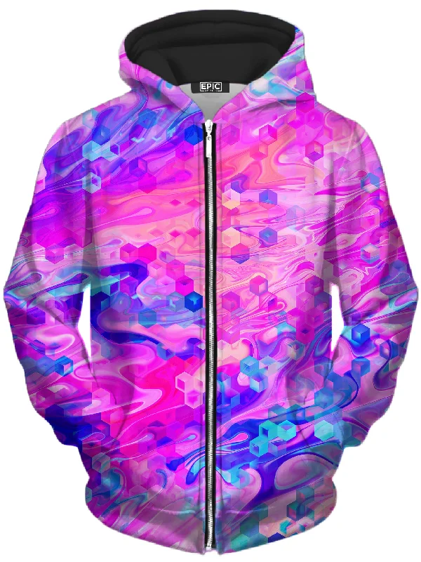 Cotton Candy Wash Unisex Zip-Up Hoodie Hoodie with Cuffed Sleeves Snug Secure