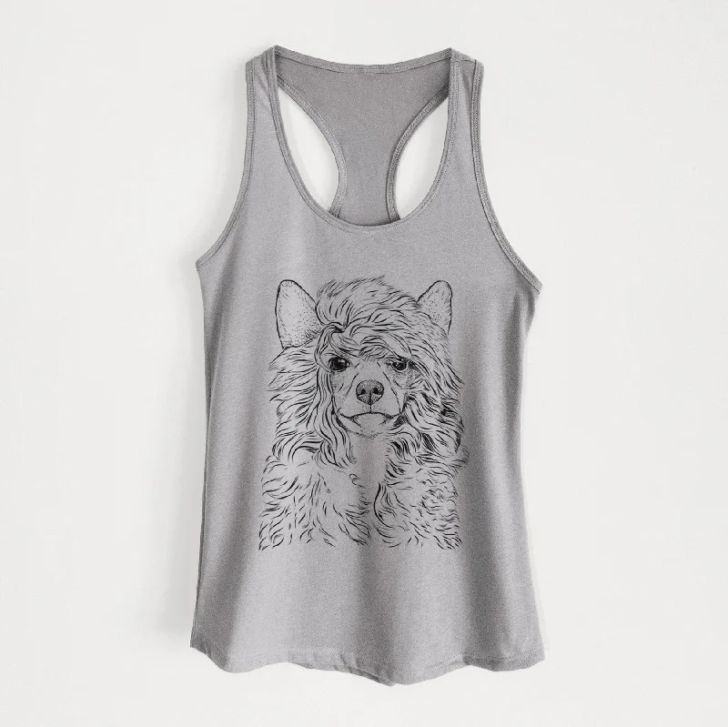 Preston the Powderpuff Chinese Crested - Women's Racerback Tanktop cold shoulder tank