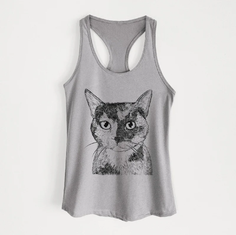 Spooky Kitty the Tortoiseshell Cat - Women's Racerback Tanktop lime green tank