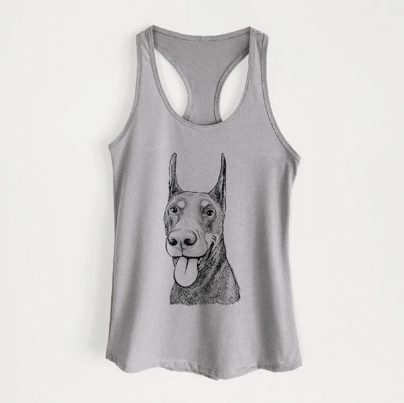 Happy Sunny the Doberman Pinscher - Women's Racerback Tanktop high neck tank