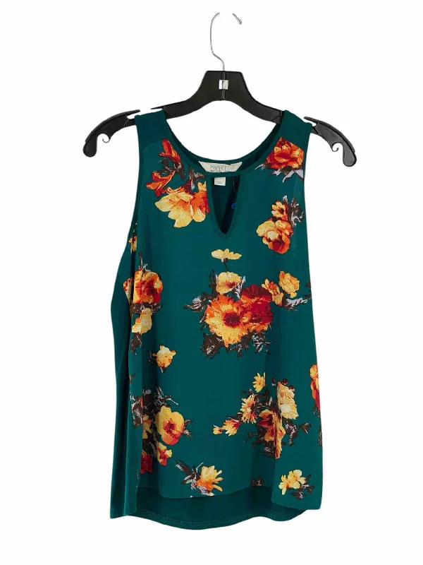 Market & Spruce Size S Teal Orange Floral Tank Top spandex blend tank