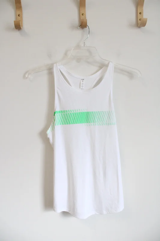 Under Armour White & Green Athletic Tank | M white tank top