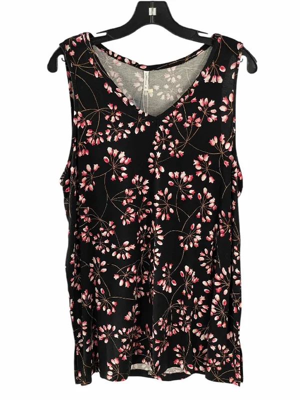 Longyuan Size 2XL Black Pink Floral Tank Top adorable tank top