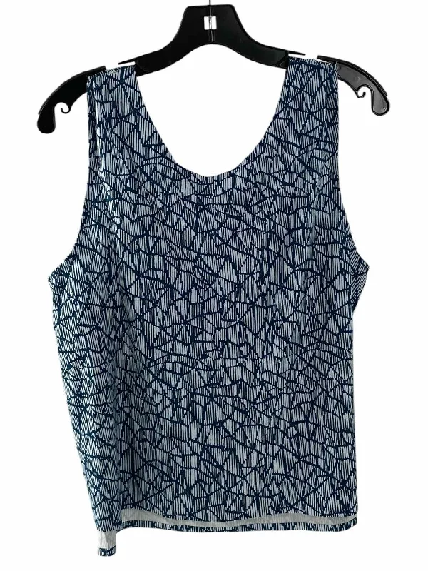 Title Nine Size L Blue Print Athletic Tank Top mesh tank top