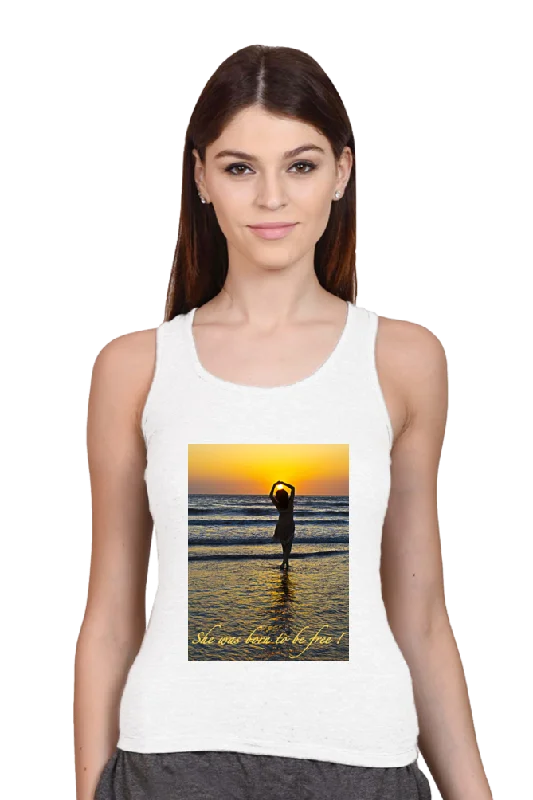 Tank Top for Ladies (She was born to be free) off shoulder tank