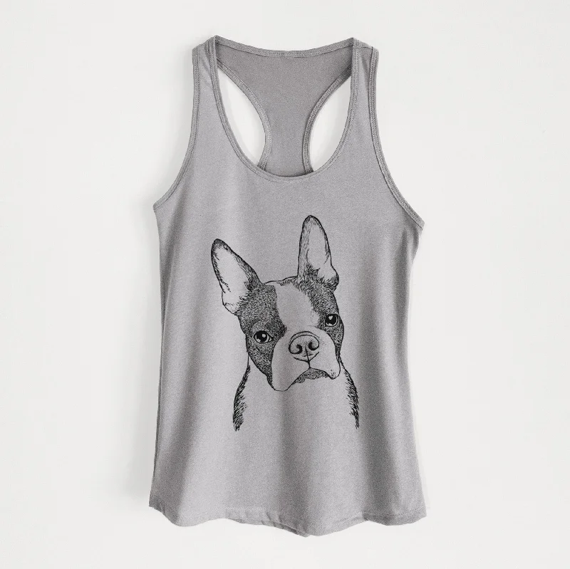 Samuel the Boston Terrier - Women's Racerback Tanktop one shoulder tank