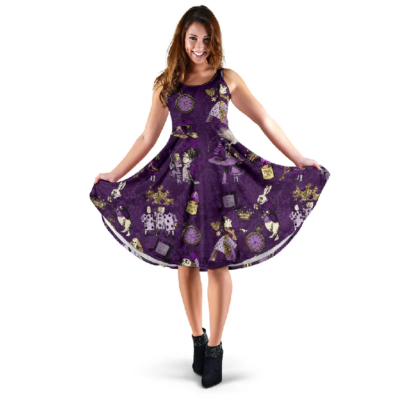 Alice in Wonderland Sun Dress with pockets - Purple Alice Summer Party Dress (DRA5) Tunics Formal black