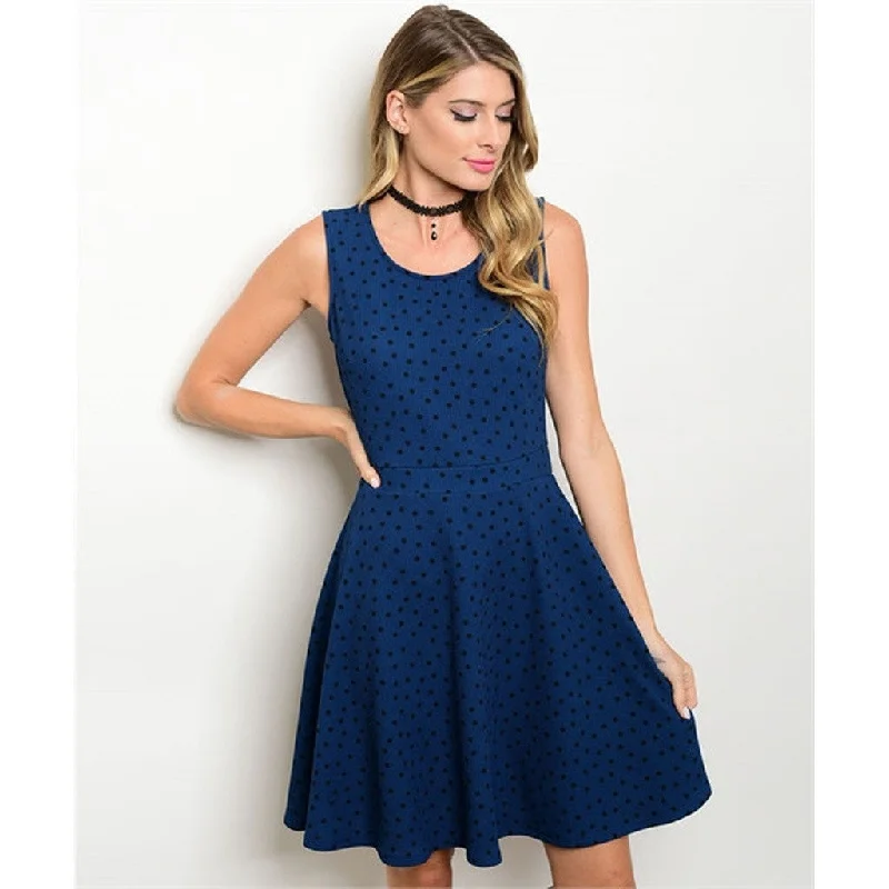 Women's Dress Blue And Black Dotted Party Dress Tunics Ceremony elegant