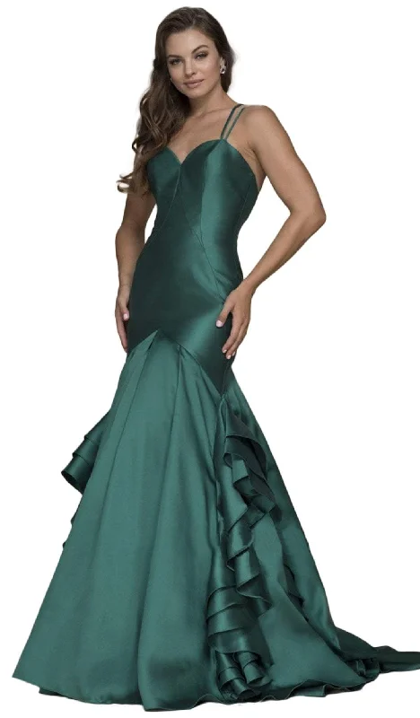 Nox Anabel - Sweetheart Ruffled Mikado Trumpet Evening Gown C034SC Tunics Long Elegant