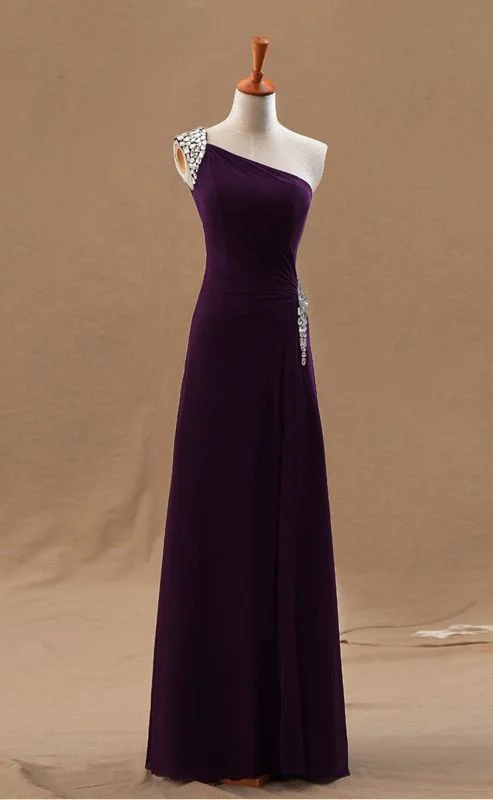 Sexy one-shoulder sequined dress, purple slim party dress, elegant long velvet dress Tunics Lace romantic