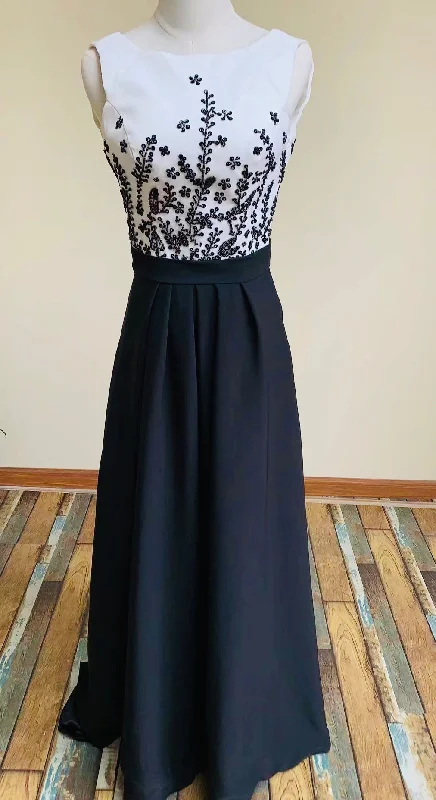 sleeveless evening dress ,white and black party dress,formal dress with beads Tunics Trousers formal