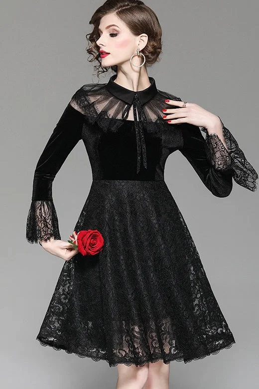 Velvet and Lace Party Dress Tunics Bestseller popular