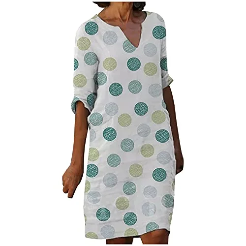 Women's Dress Sweet & Cute Dress Ladies Casual Half Sleeve V-Neck Dots Printed Ladies Loose Long Dress Fancy Cocktail Dress Party Dress Maxi A-line Dress Chiffon Maxi Beach