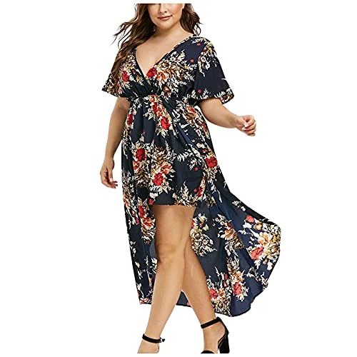 Women's Dress Sweet & Cute Dress Ladies Off Shoulder Plus Size Lace Up Maxi Flowing Floral Print Dress Fancy Cocktail Dress Party Dress Maxi A-line Dress Boat Neckline Classic