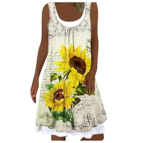 Women's Dress Sweet & Cute Dress Ladies Summer Dress Floral Print Sleeveless Tank Dress Flowy Dresses Fancy Cocktail Dress Party Dress Maxi A-line Dress Tunics Stylish modern