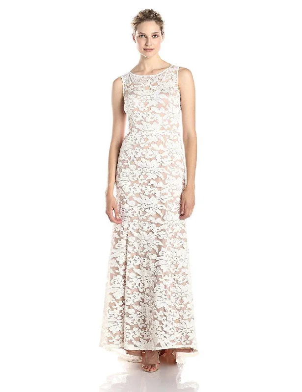 Adrianna Papell - Illusion Embroidered Lace Evening Gown 91906310SC Tunics Sophisticated sleek