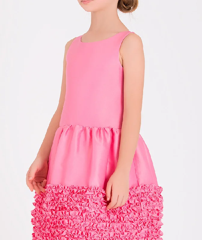 Bright Pink Ruffles Party Dress Tunics Practical easy-care