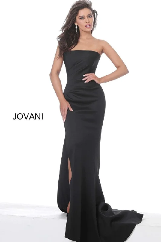 Jovani 94366 Strapless Straight Neck Scuba Evening Gown Bodycon Fitted Nightout