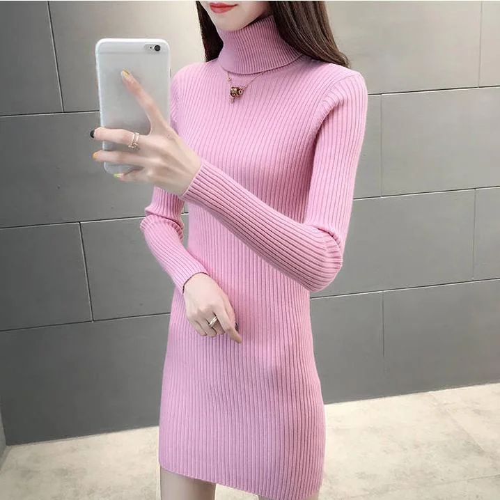 Knitted Women Sweater Dress Women 2019 Autumn Winter Party Dress Vestidos Bodycon Dresses Pleated Skirt Elegant