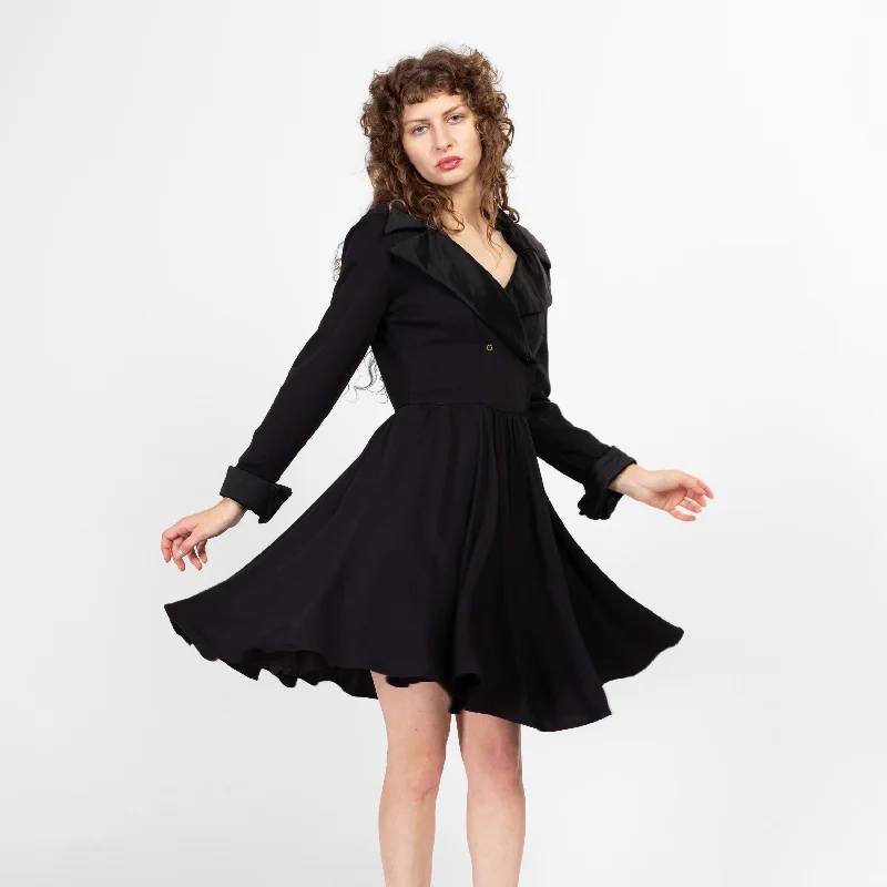 Medium 80s Tadashi Black Fit & Flare Party Dress Tunics Timeless classic