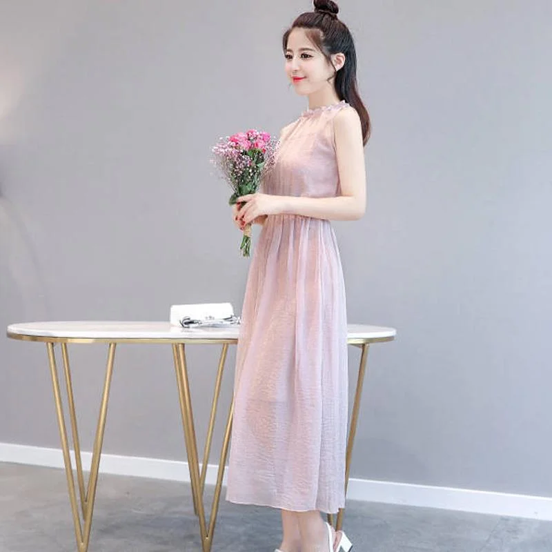 Pink Chiffon High Low Party Dress Summer Women Dresses Strapless Dress Sleeveless  Party Gowns empire Waist empire