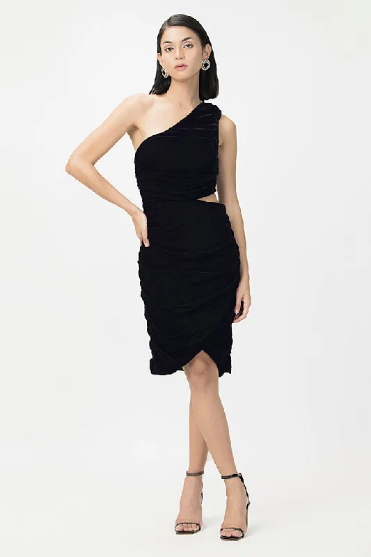 Ruched Velvet Party Dress Tunics Trendy modern