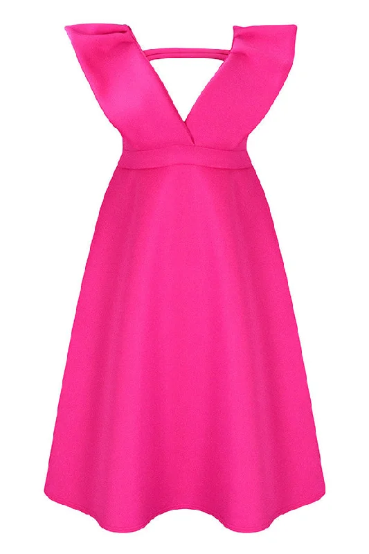 Sexy Fuchsia Plunging Cocktail Party Dress Tunics Modern contemporary