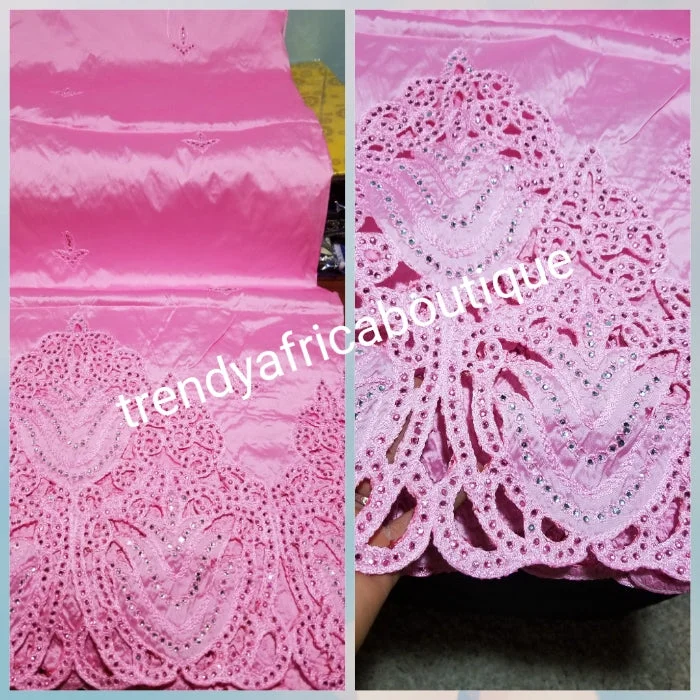 Special sale: high quality embroidered Taffeta Silk George wrapper with matching 1.8yds blouse. Use for  African wedding/party dress. Sold with blouse fabric. Small-George Pencil Length Work