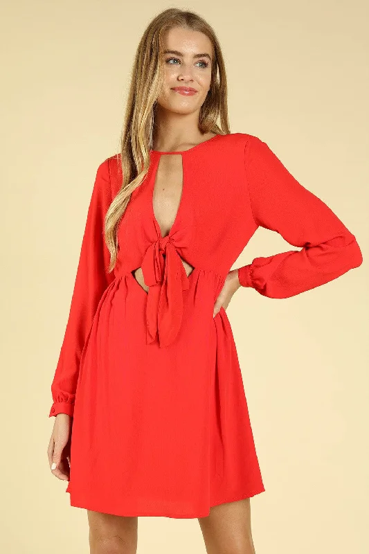 Start the Party Dress, Red Boat Neckline Classic