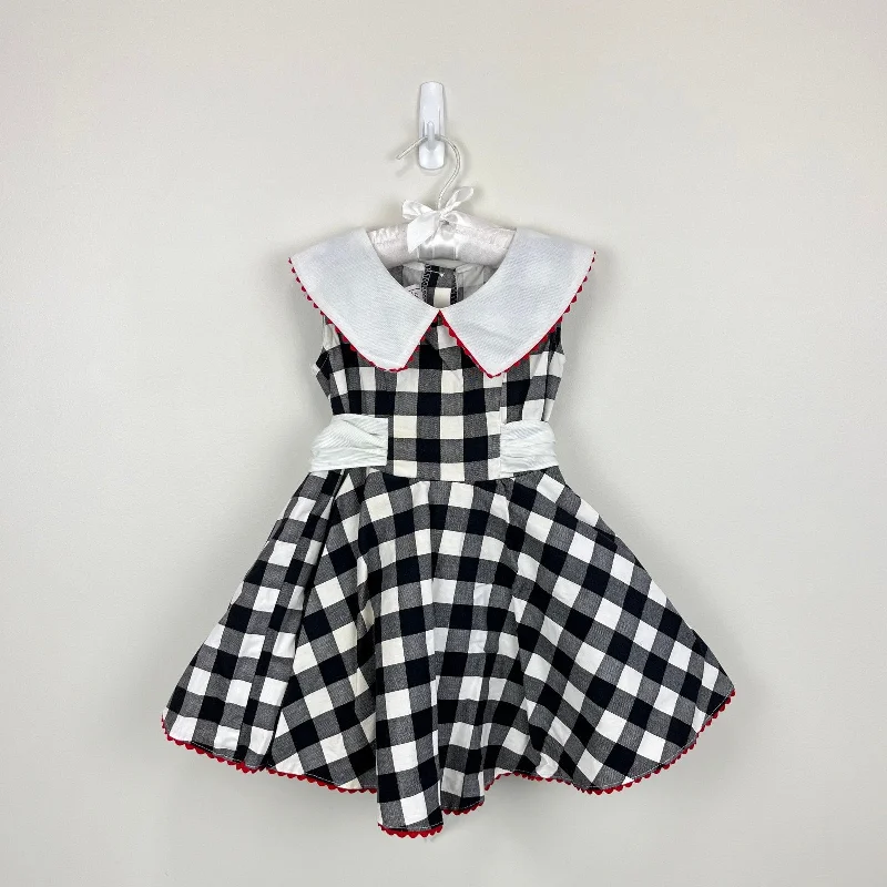 Vintage Sarah Kent Black and White Plaid Party Dress 4T USA Halter Neckline Beach